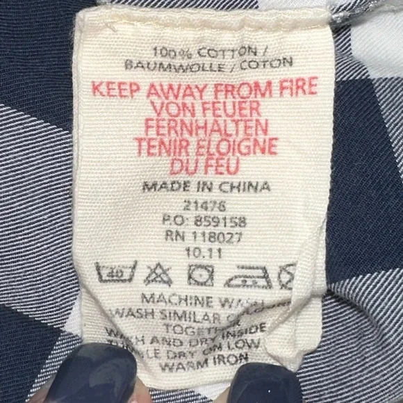 Boys Mini Boden Button Down‎ Plaid Shirt Blue/White Size 7-8 Youth - Picture 4 of 5